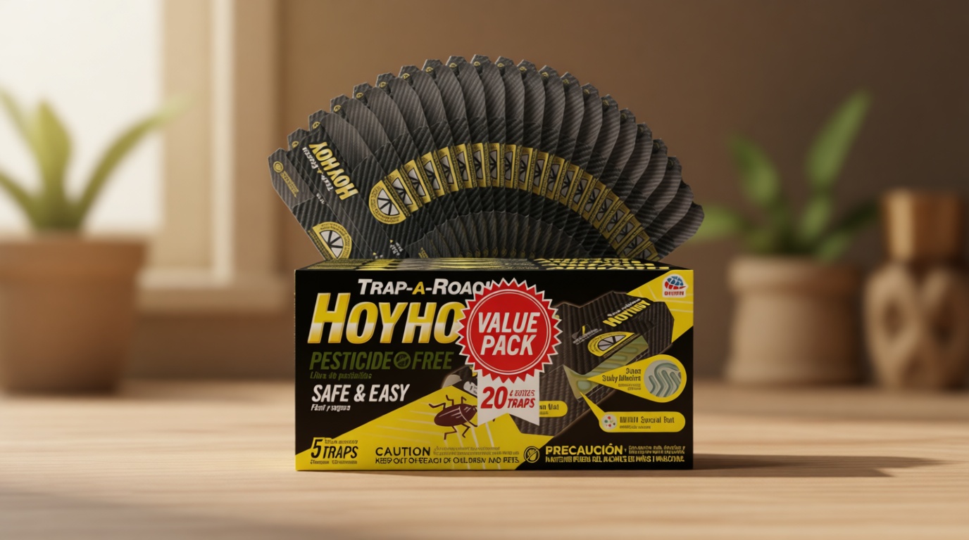 HOY HOY Trap A Roach - 20 Traps [4 Pack] Baited Glue Traps, Great for Home with Kids & Pets Indoor, Sticky Pest Control Trap, Roach Killer, Made in Japan