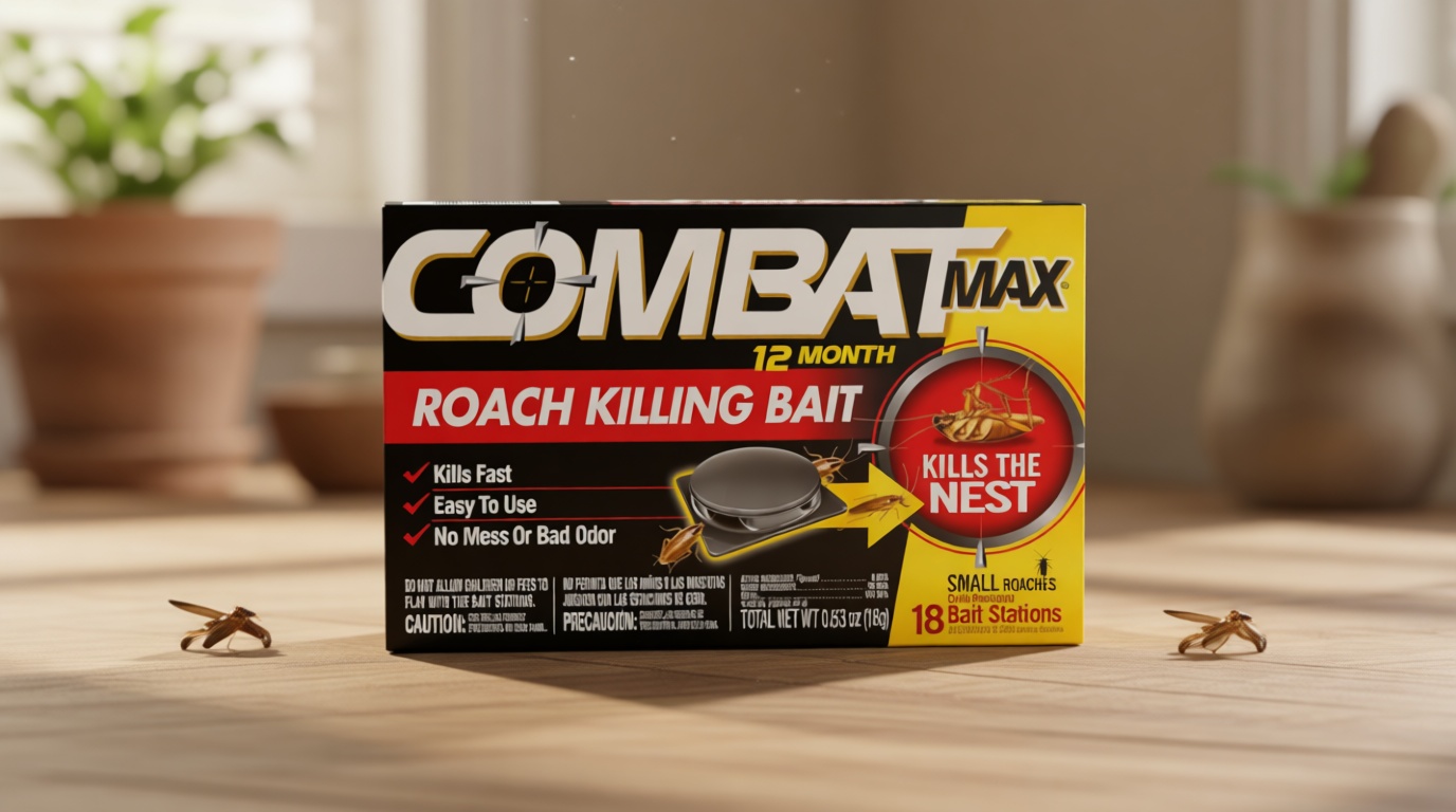 Combat Max 12 Month Roach Killing Bait, Small Roach Bait Station, Child-Resistant, 18 Count
