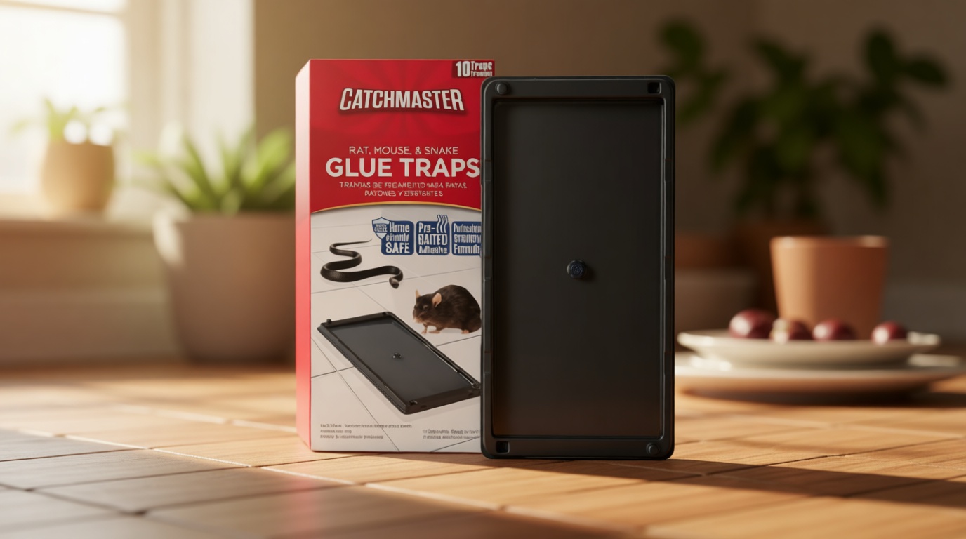 Catchmaster Rat, Snake and Mouse Traps 10Pk, Large Bulk Glue Rat Traps for Home, Adhesive Plastic Tray for Inside House, Snake, Mice, & Spider Catcher, Pest Control for House & Garage
