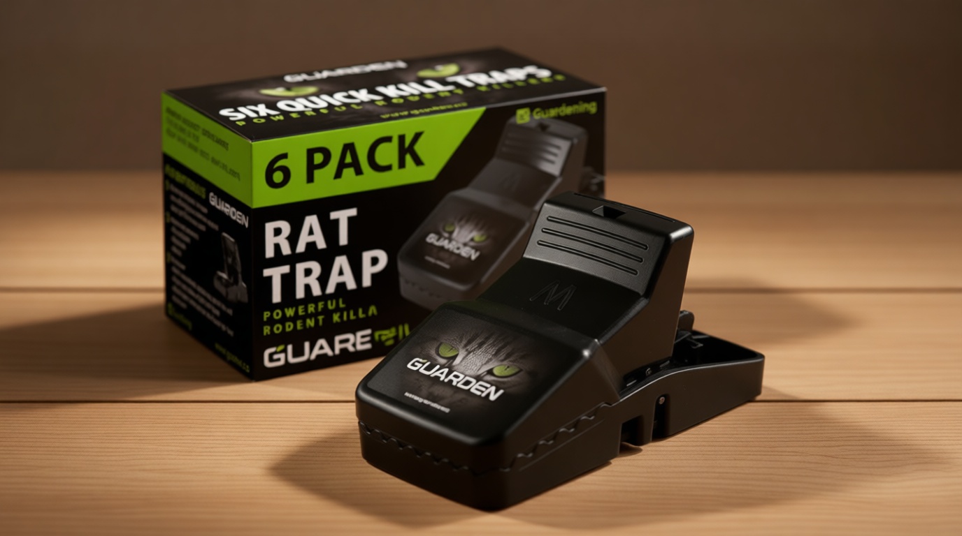 Rat Trap Six Pack - Indoor and Outdoor Traps for Mice, Voles, Rats, Chipmunks - Easy to Set, Powerful Snap, Quick Kill - by Guarden