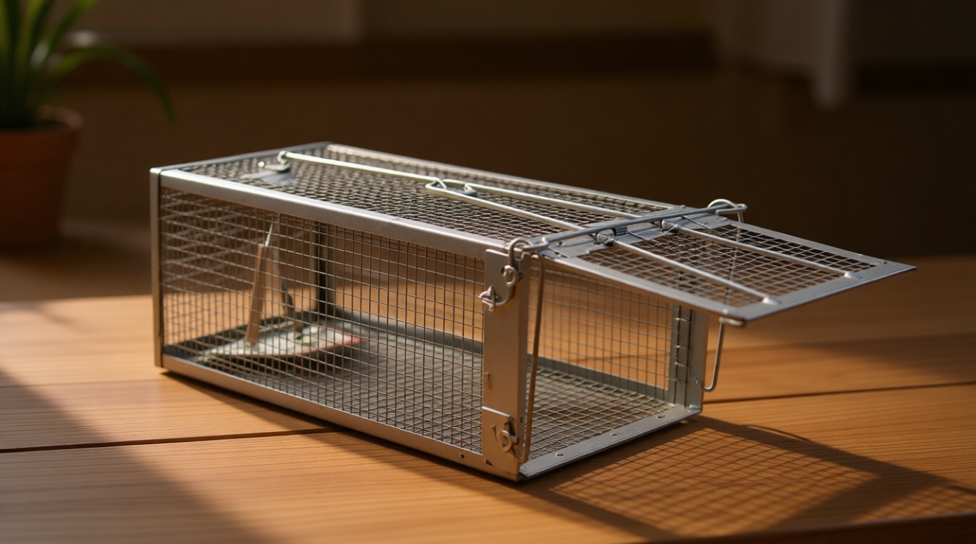 Kensizer Humane Rat Trap, Chipmunk Rodent Trap that Work for Indoor and Outdoor Small Animal - Mouse Voles Hamsters Live Cage Catch and Release 1-Pack Small 10.5" L x 5.5" W x 4.5" H