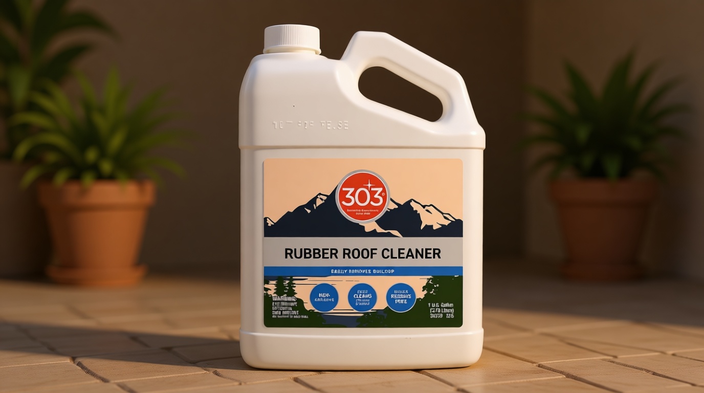 303 Products Rubber Roof Cleaner - Removes Build Up On The Rubber Roofs of RVs, Campers, Pop-Ups, and Motorhomes, Will Not Harm Solar Panels, 1 Gallon (30239)