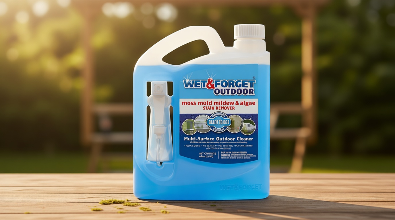 Wet & Forget Outdoor Moss, Mold, Mildew, & Algae Stain Remover Multi-Surface Cleaner, Ready to Use, 64 Ounce