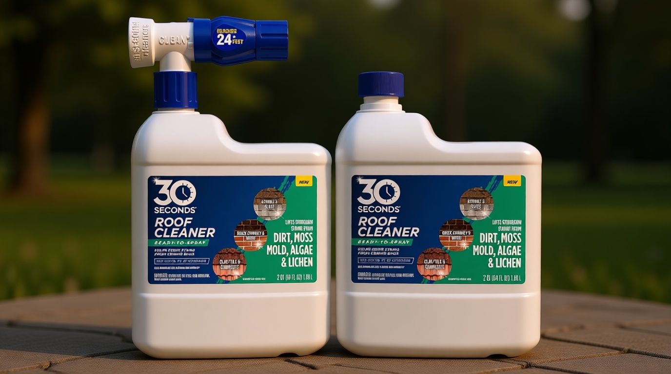 30 SECONDS Roof Cleaner & Protector with Hose End Sprayer - Lifts Stubborn Stains from Dirt, Moss, Mold, Algae & Lichen