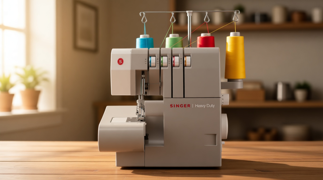 SINGER Heavy Duty 14HD854 Overlock Serger with Accessories | Durable Metal Frame, 2/3/4 Thread, 6 Stitch Types, 1300 Stitches/Min, Skip-Free Stitching | Sews & Finishes Seams While Trimming Excess