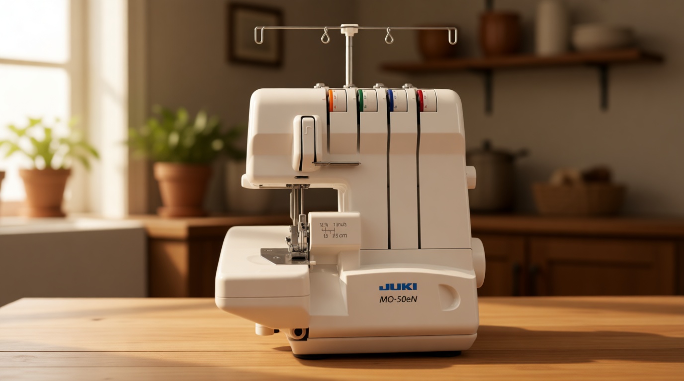 Juki, MO-50E, 3 or 4 Thread Serger, Lay In Tensions, Adjustable Differential Feed, Built In Rolled Hem, Automatic Lower Looper Threader, Retractable Upper Knife (MO-50E/UL)