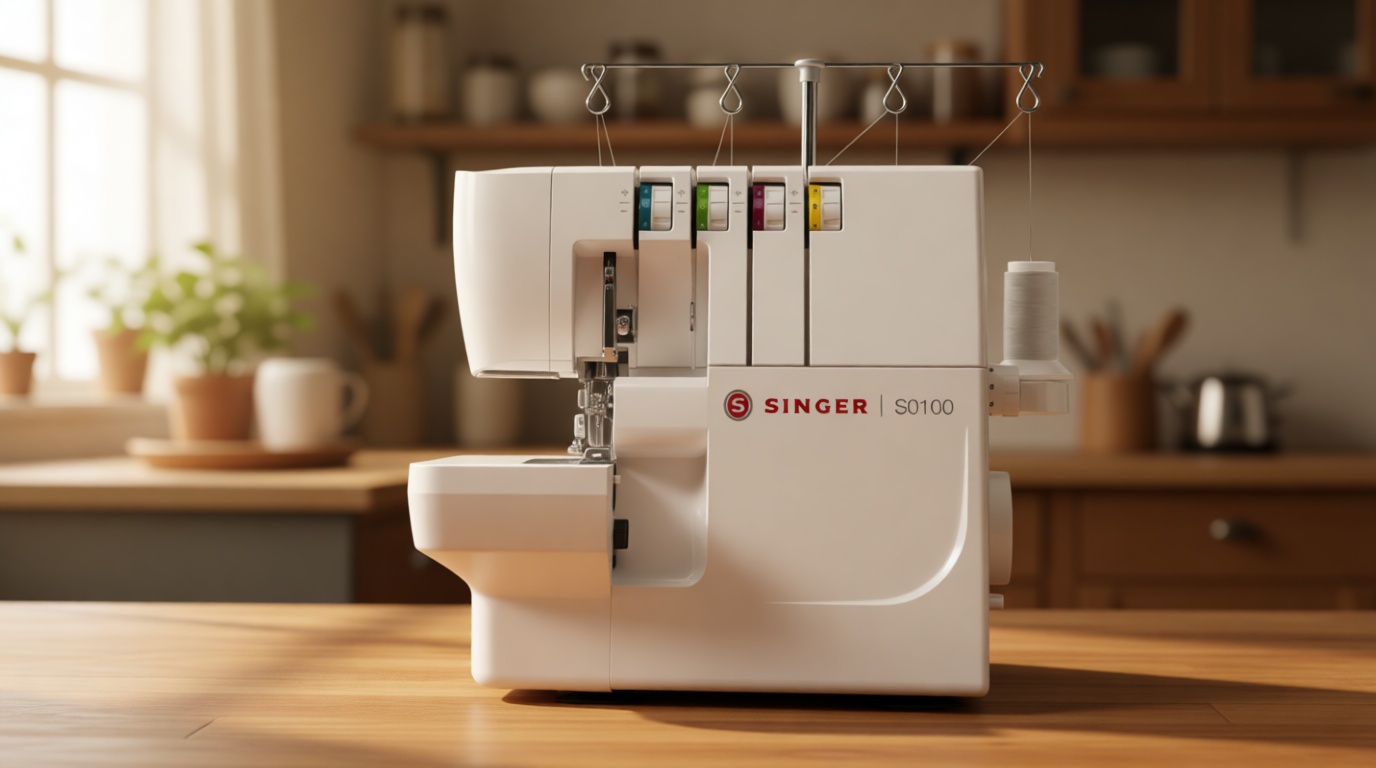 SINGER® S0100 Metal Frame Serger with Accessory Kit | Overlock Machine with 6 Built-in Stitches, 2-3-4 Thread Capability, Adjustable Tension & Stitch Length | 1300 Stiches/Min & Differential Feed