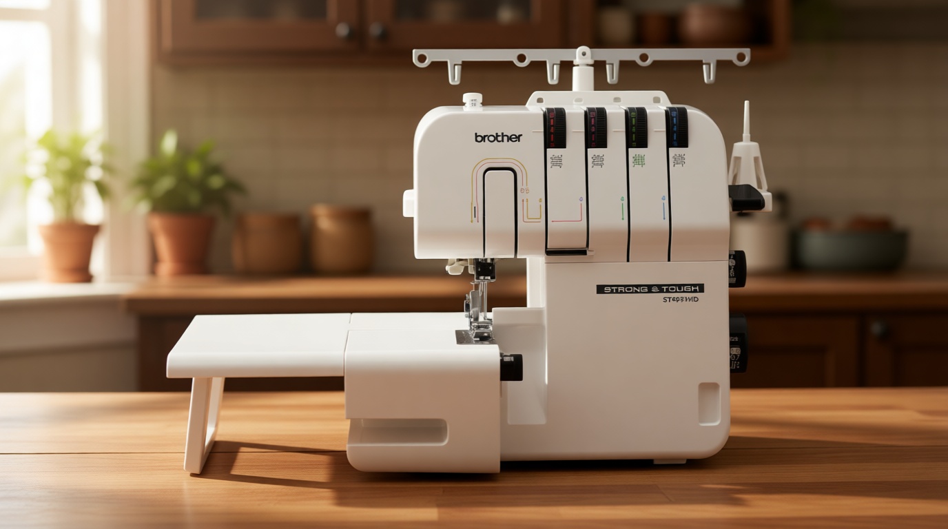 Brother ST4031HD Serger, Strong & Tough Serger, 1,300 Stitches Per Minute, Durable Metal Frame Overlock Machine, Large Extension Table, 3 Included Accessory Feet, 12.99 x 14.37 x 17.01 in., White
