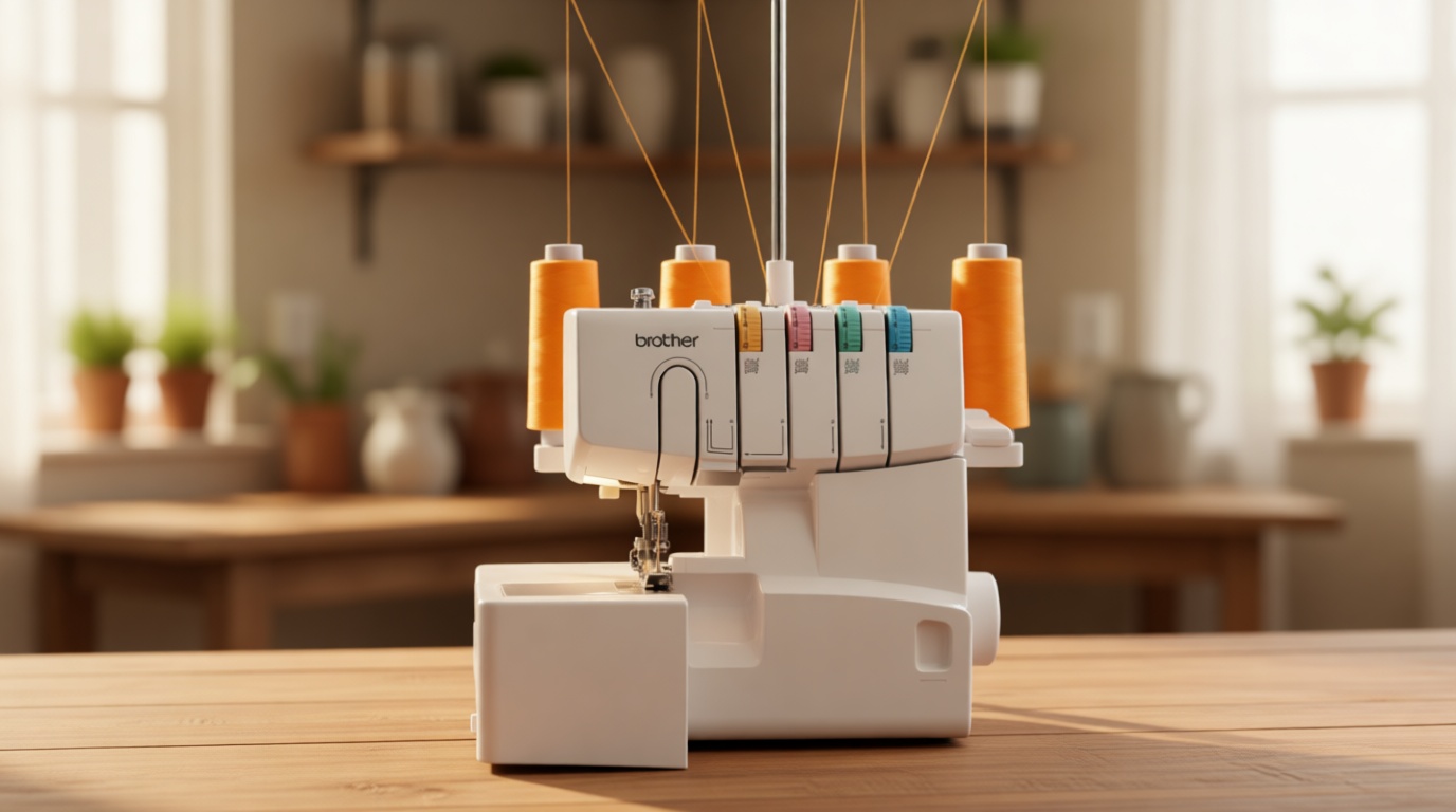 Brother Serger, 1034D, Heavy-Duty Metal Frame Overlock Machine, 1,300 Stitches Per Minute, Removeable Trim Trap, 3 Included Accessory Feet, White