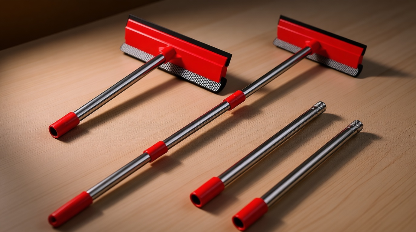 DSV Standard Window Squeegee, 2-in-1 Window Cleaner with 55" Extension Poles, Window Washing Kit, Glass Door Cleaner, Multi-Use Car Windshield Cleaning Tool with Long Handle for High Outdoor Windows