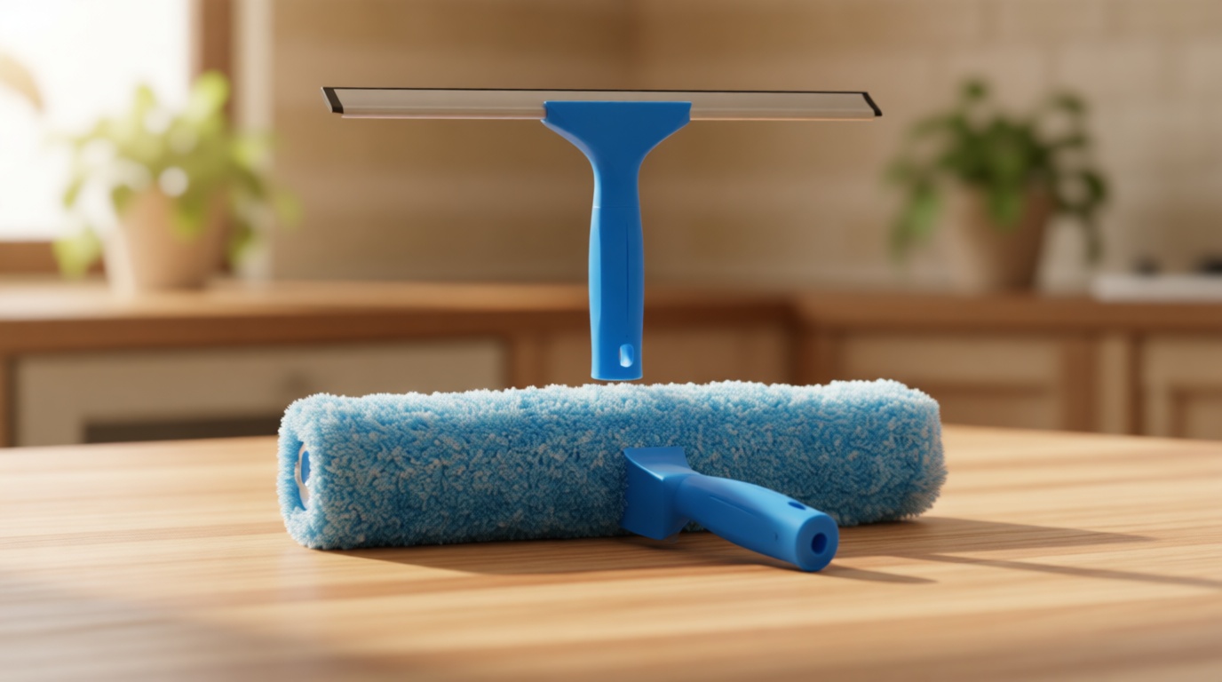 MR.SIGA Professional Window Cleaning Combo - Squeegee & Microfiber Window Scrubber, 14"