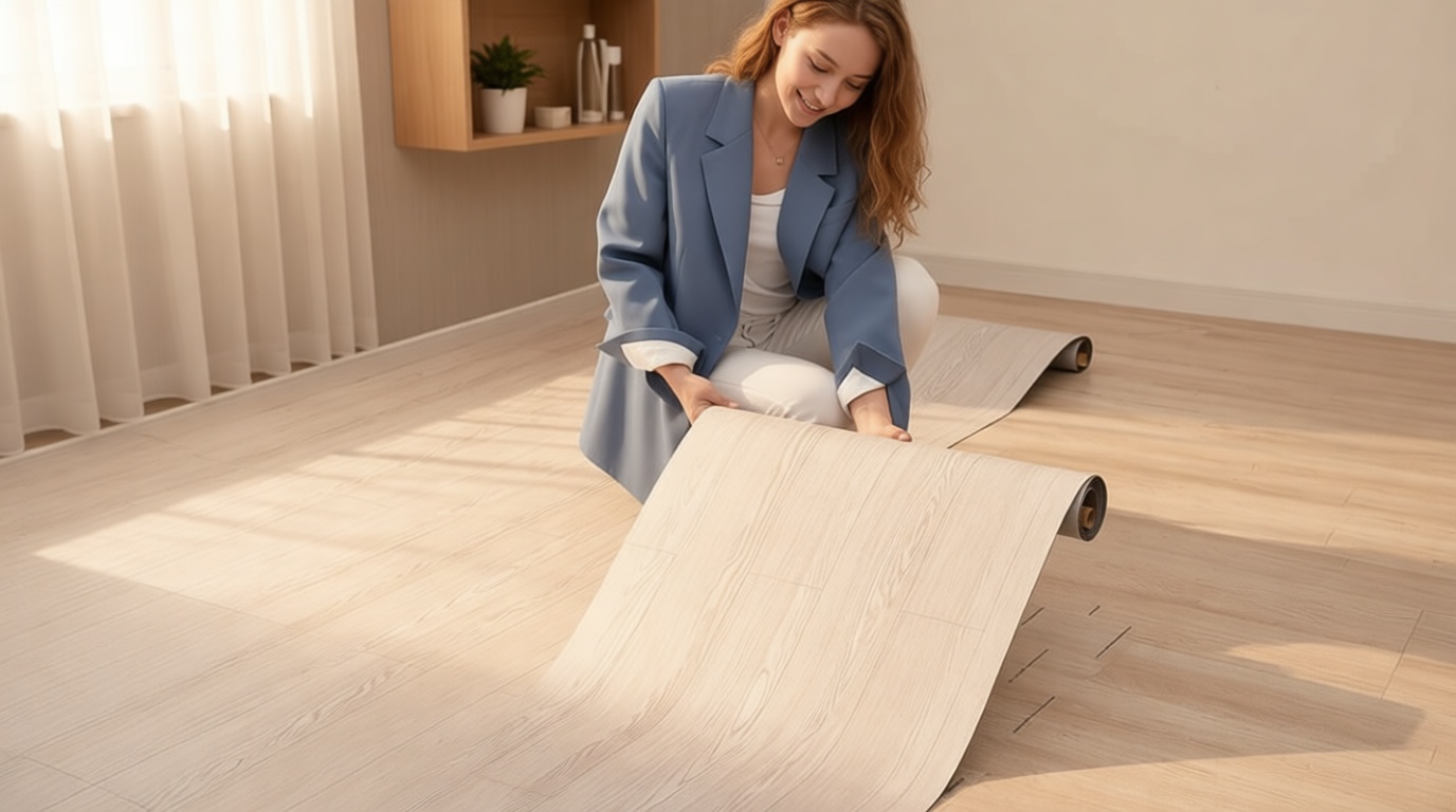 2 Rolls 15.7''x10FT Peel and Stick Vinyl Flooring Roll FOGZUVR: 25.73 Sq.ft Self-Adhesive Wood Grain Peel and Stick Floor Tiles Waterproof for Living Room, Bedroom, Bathroom & Kitchen(Paleish Grey‌)