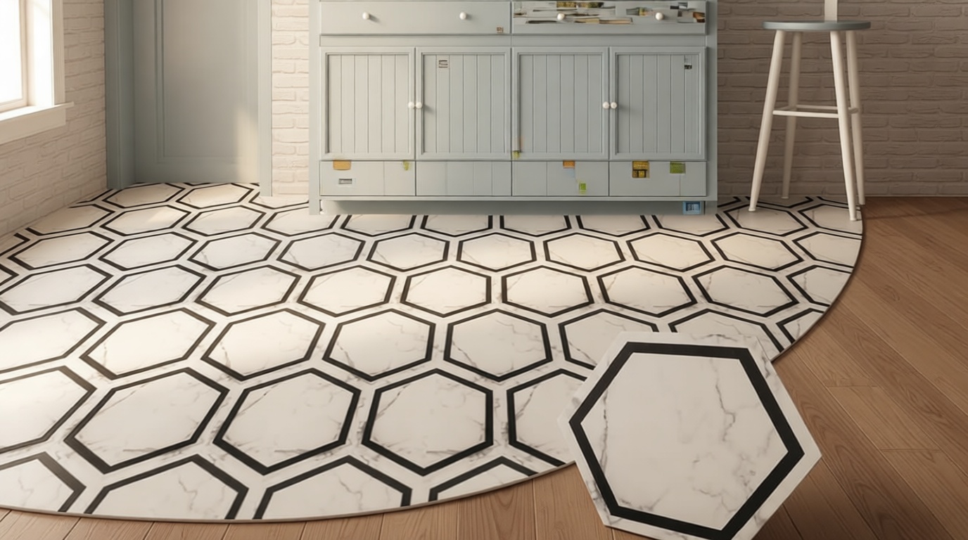 Art3d 10-Pack Hexagon Peel and Stick Flooring Tile Marble Look, Self Adhesive Waterproof Vinyl Floor Tile for Living Room, Kitchen, Bathroom, Bedroom, 11.8" x 10.2" White Marble