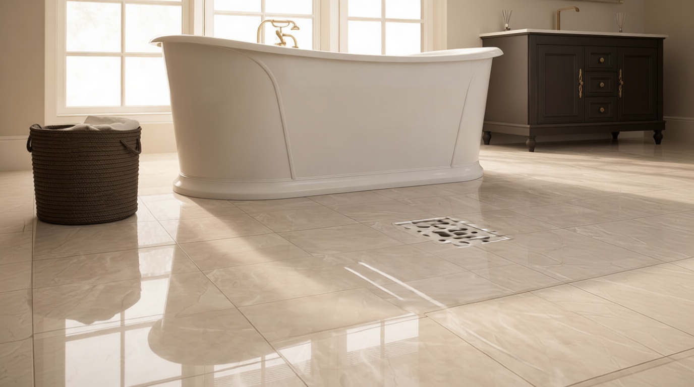 20-Pack Peel and Stick Floor Tiles Vinyl Floor 12 x 12 inch Self Adhesive Waterproof Glossy Flooring Planks DIY for Bathroom, Kitchen, Living Room, RV, Cover 20 Sq. Ft, Polish Light Grey Marble