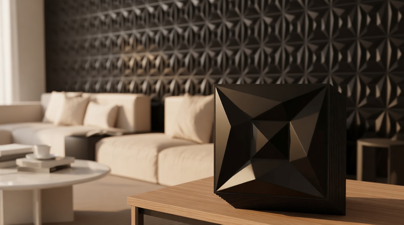 40 PCS 3D Wall Panels for Interior Wall Décor Black 11.8"*11.8" Covering Panels, PVC Textured 3D Wall Tile for Living Room, Bedroom DIY Interior Décor