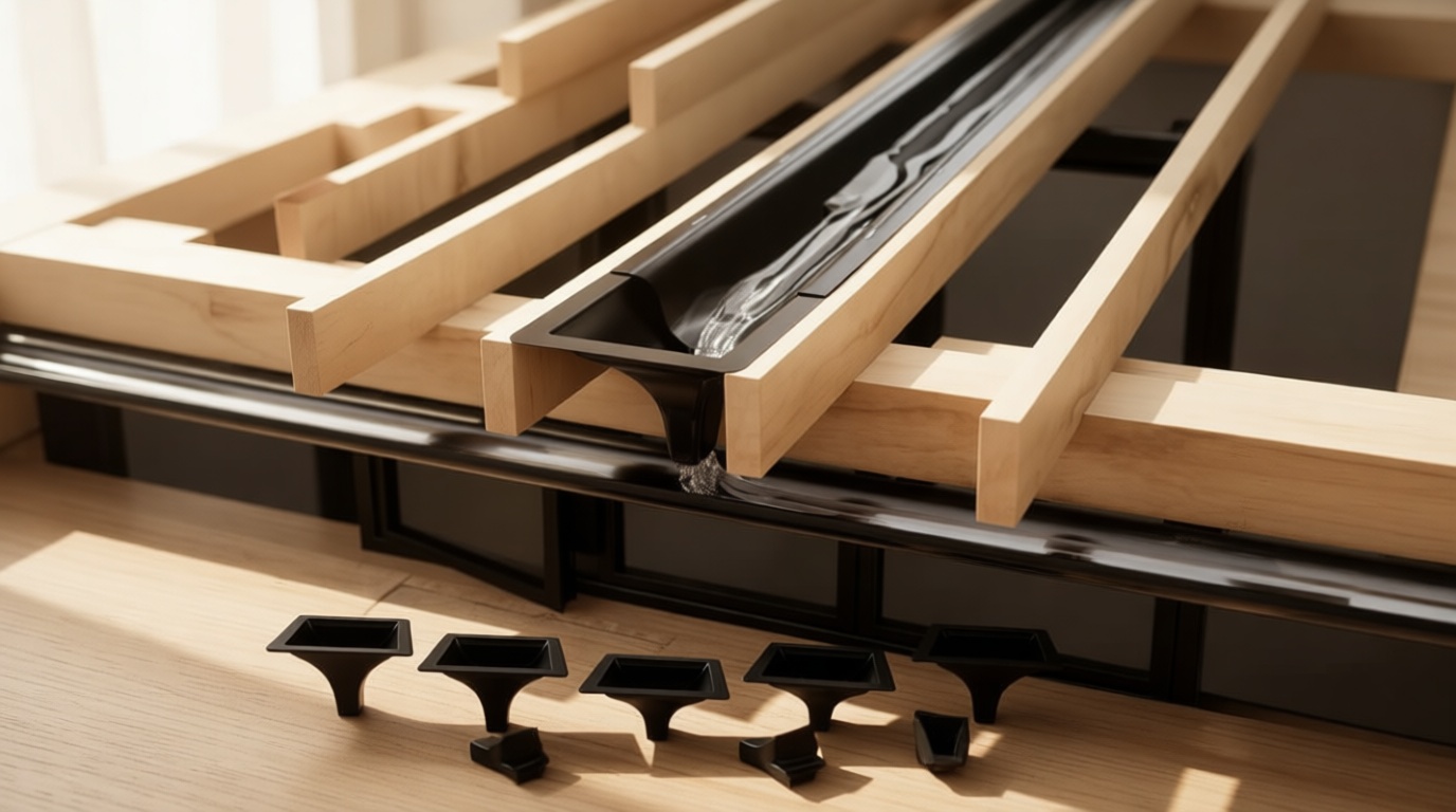 Muzata 12PCS Black Under Deck Drainage System Downspout PE Easy Installation Rain Drain for 12"/16" Joist Spacing M078