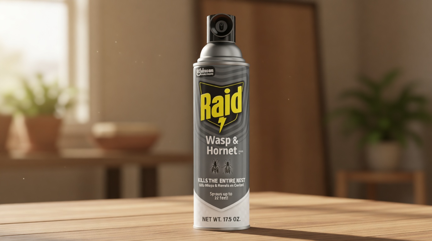 Raid Wasp & Hornet Killer Spray, Kills the Entire Nest, For Paper Wasps, Yellow Jackets, Mud Daubers, and more, 17.5 oz