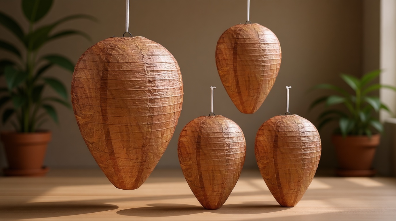 4 Pack Wasp Nest Decoy Hanging Wasp Nest Stay Away from Wasps Hornets Yellow Jackets