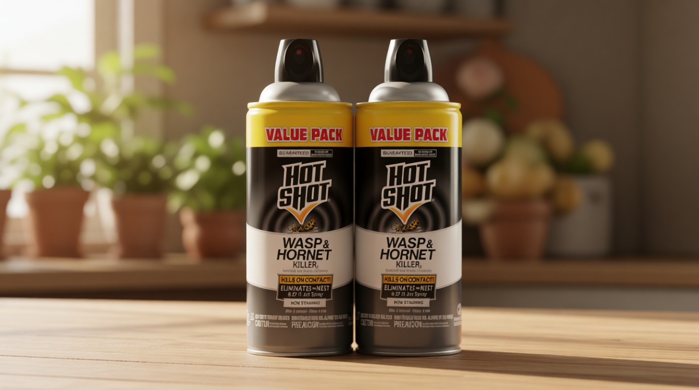 Hot Shot Wasp and Hornet Killer Aerosol, Up to 27-Foot Jet Spray, 14 Ounces, 2 Pack