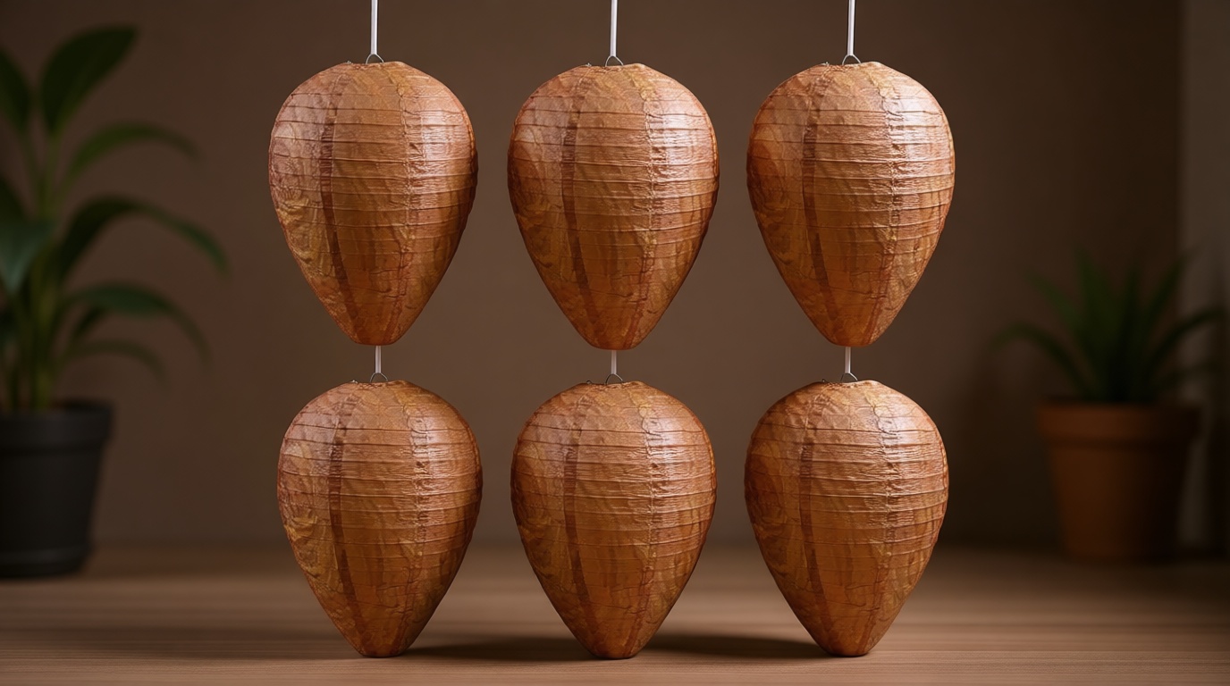 DECYOOL 6 Pack Paper Wasp Nest Decoy Hanging Wasp Deterrent for Hornets Yellow Jackets