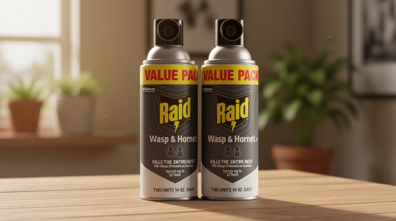 Raid Wasp & Hornet Killer Spray, Bug Killer Kills the Entire Nest, 14 Oz, 2 Count