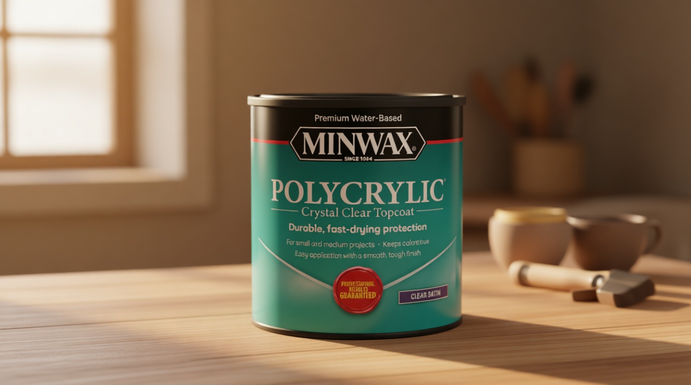 Minwax 63333 Clear Polycrylic Water-Based Protective Finish Satin, Quart, 1 Quarts (Pack of 1)
