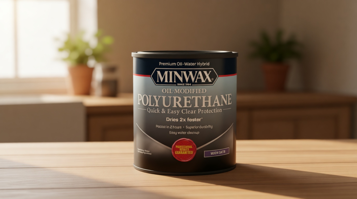 Minwax Water Based Oil-Modified Polyurethane, Warm Satin, Clear, 1 Quart