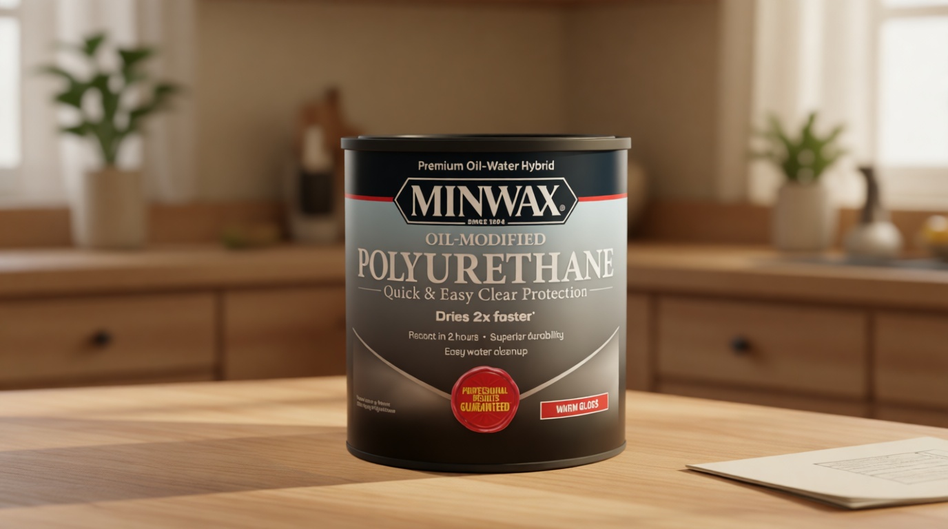 Minwax Water Based Oil-Modified Polyurethane, Warm Gloss, Clear, 1 Quart