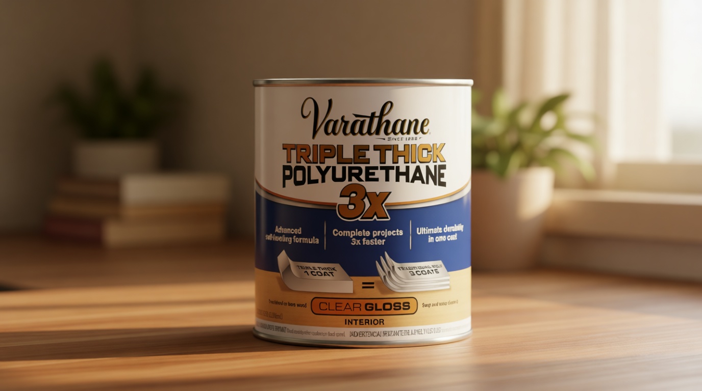 Varathane Triple Thick Polyurethane Clear Wood Finish | Self-Leveling Formula | Scratch And Stain Resistance | Durability In One Coat | Gloss | Quart